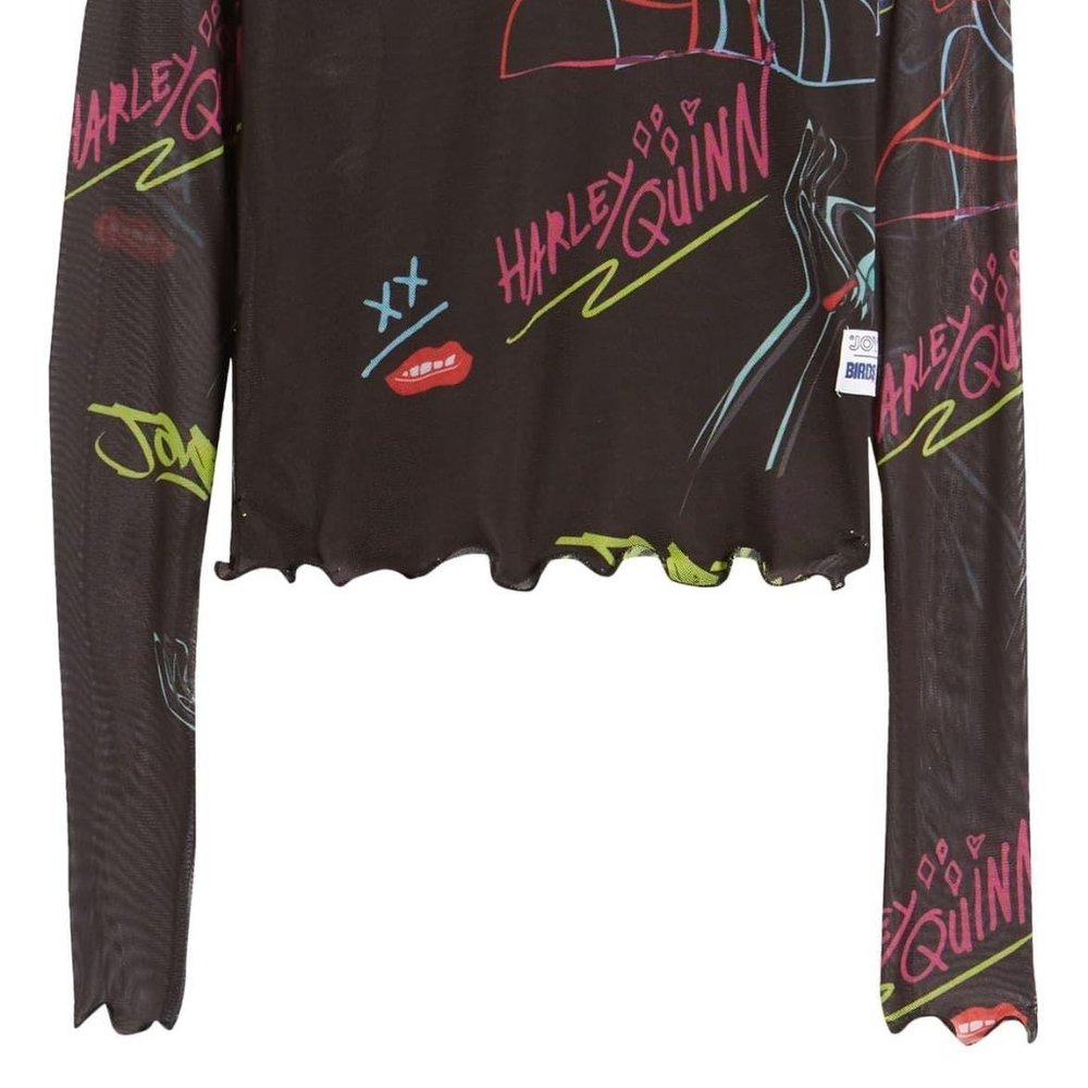 NWOT BIRDS OF PREY Harley Quinn Long Sleeve Top xs - Picture 8 of 11